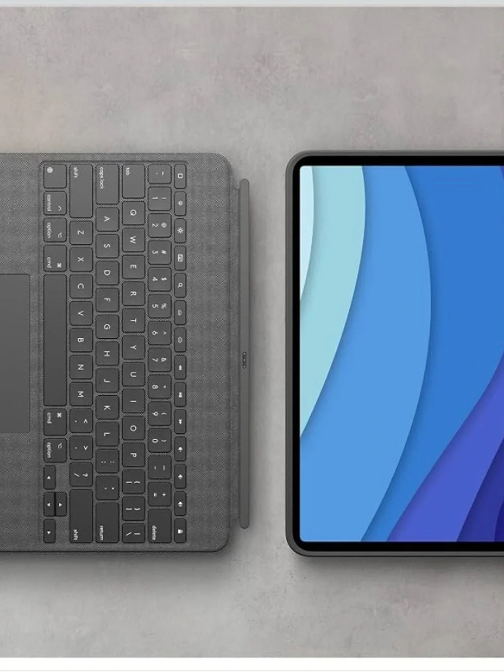 Logitech Combo Touch iPad Pro 12.9 Gray Tablet Keyboard Case with Trackpad